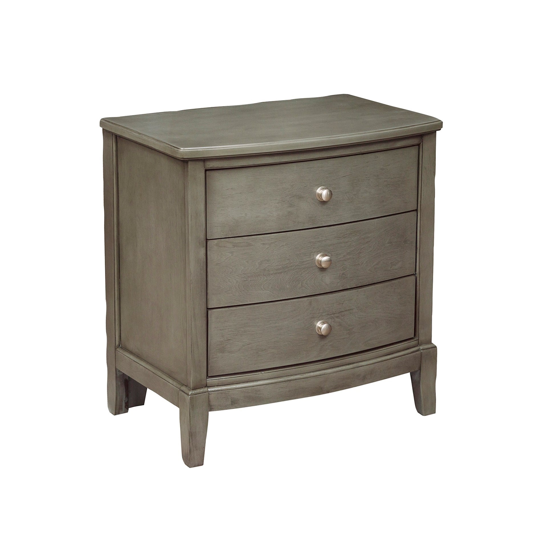 Bedroom Furniture 3 Drawers Nightstand Gray Finish gray-3 drawers-bedroom-transitional-solid wood