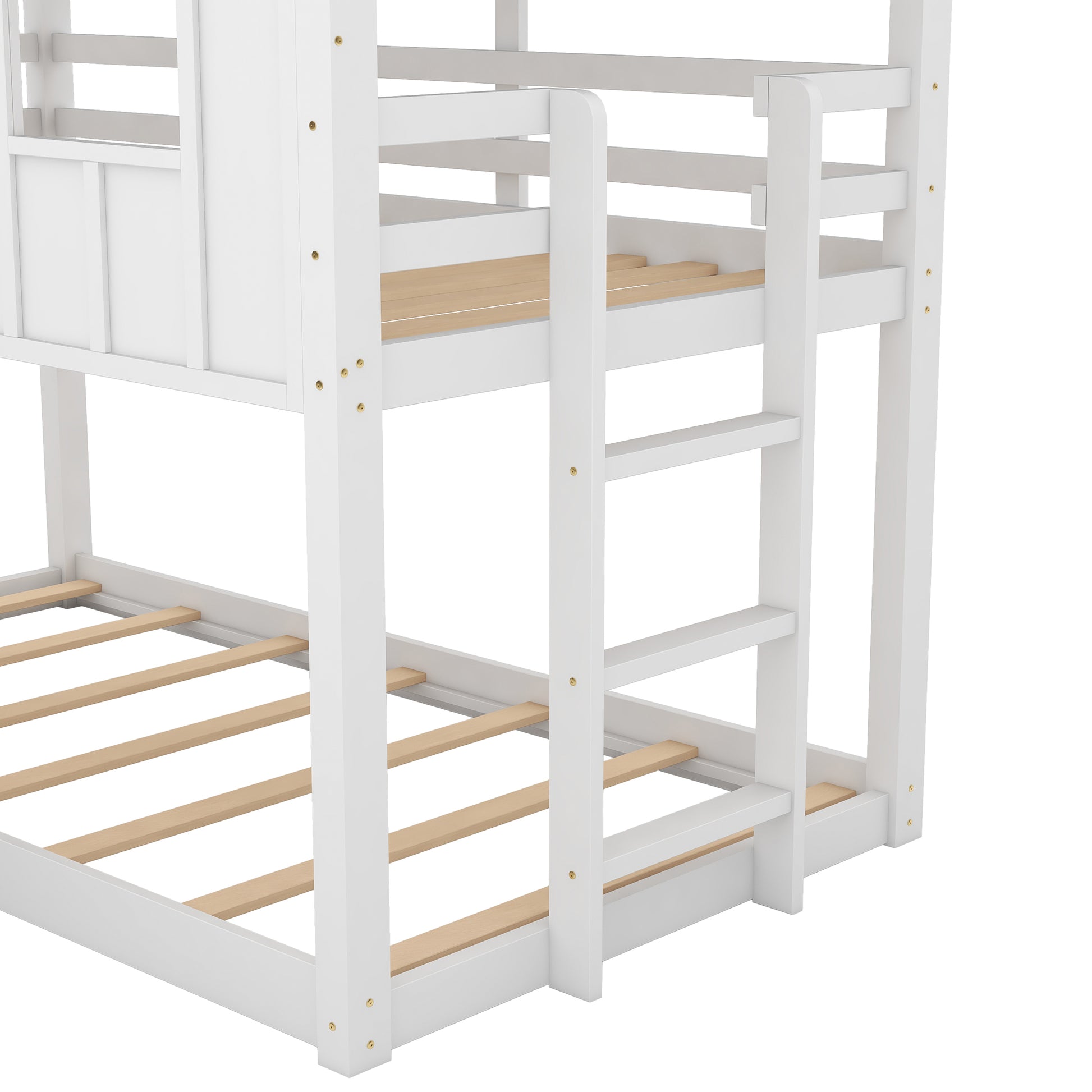 Twin Over Twin House Bunk Bed With Slide And -