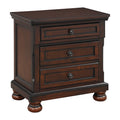 Classic Transitional Nightstand Brown Cherry Finish brown mix-2