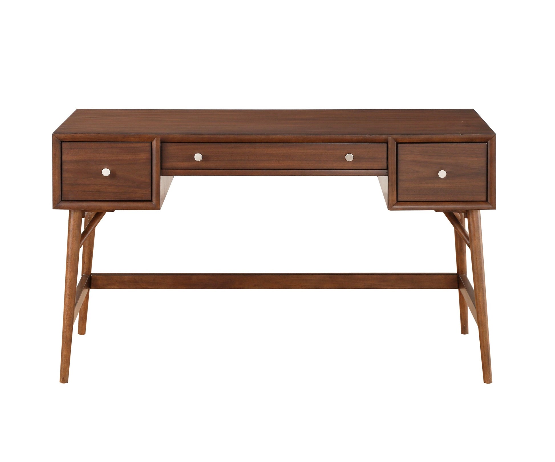 Brown Finish Stylish Writing Desk Storage Drawers brown-study-wood