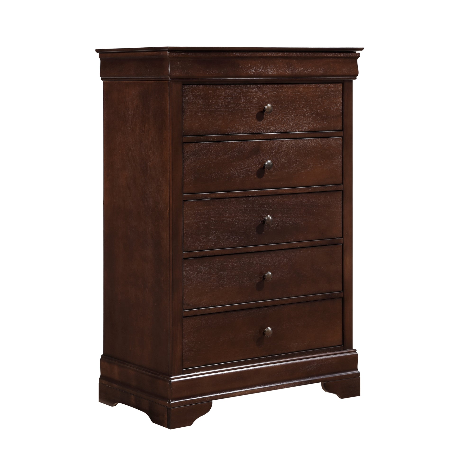 Louis Philippe Style 1pc Chest of Drawers Brown Cherry brown mix-bedroom-traditional-wood