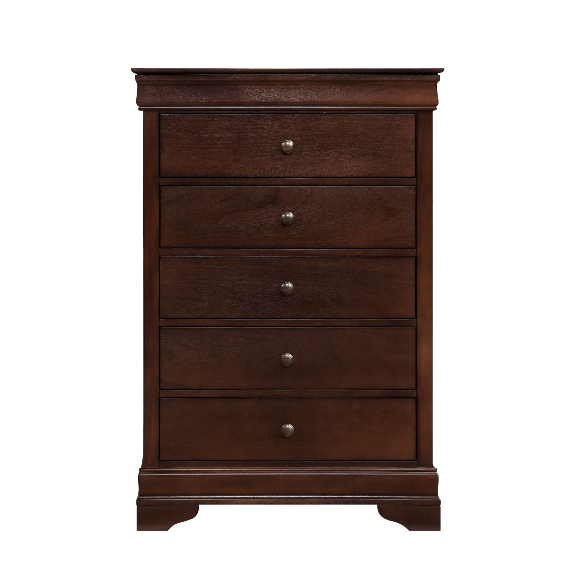 Louis Philippe Style 1pc Chest of Drawers Brown Cherry brown mix-bedroom-traditional-wood