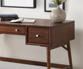 Brown Finish Stylish Writing Desk Storage Drawers brown-study-wood