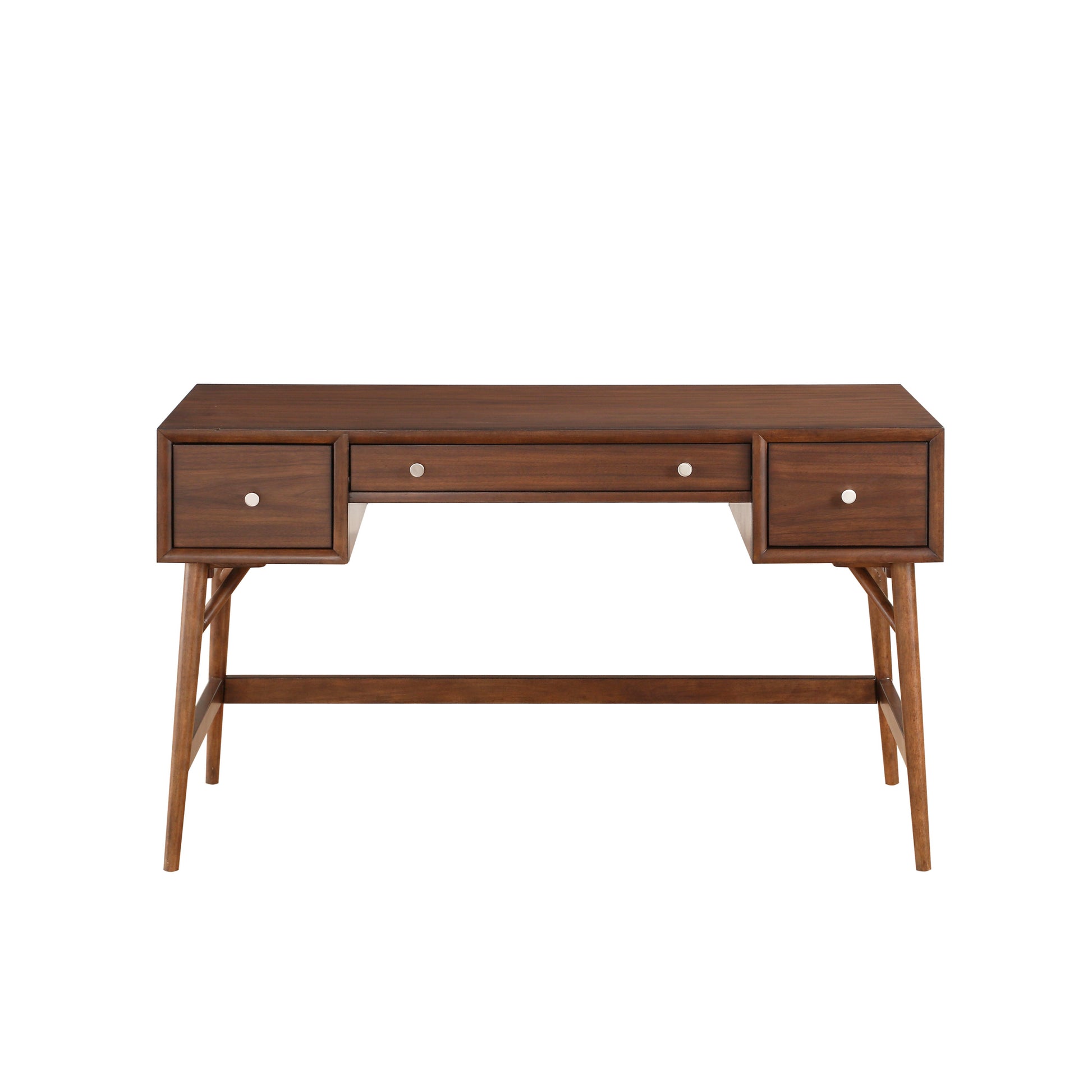 Brown Finish Stylish Writing Desk Storage Drawers brown-study-wood