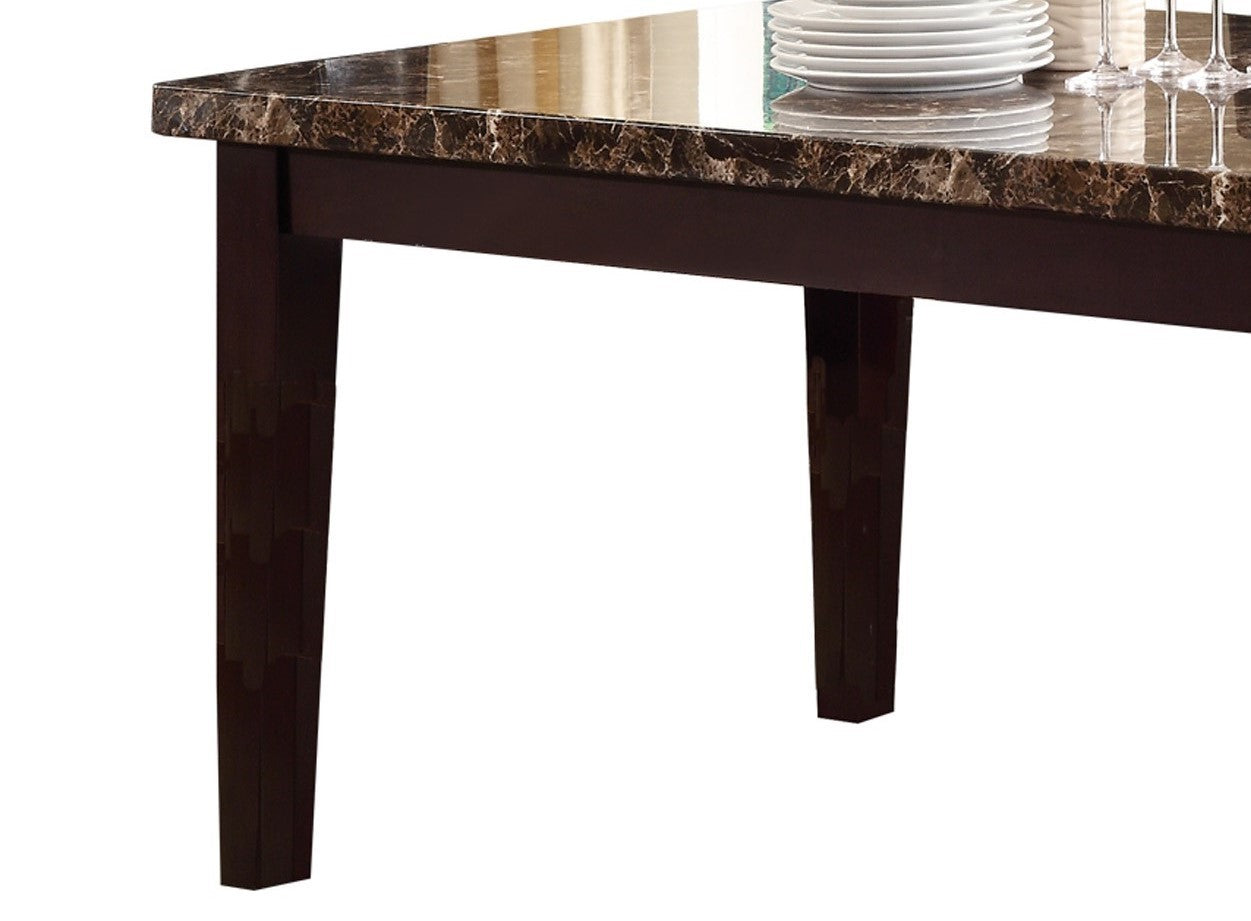 Espresso Finish Casual 1pc Dining Table Faux Marble espresso-dining room-transitional-wood