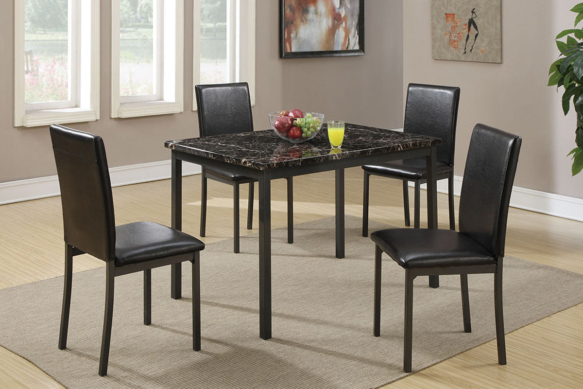 Dining Room Furniture 5pc Dining Set Table And 4x black-dining room-modern-side chair-solid