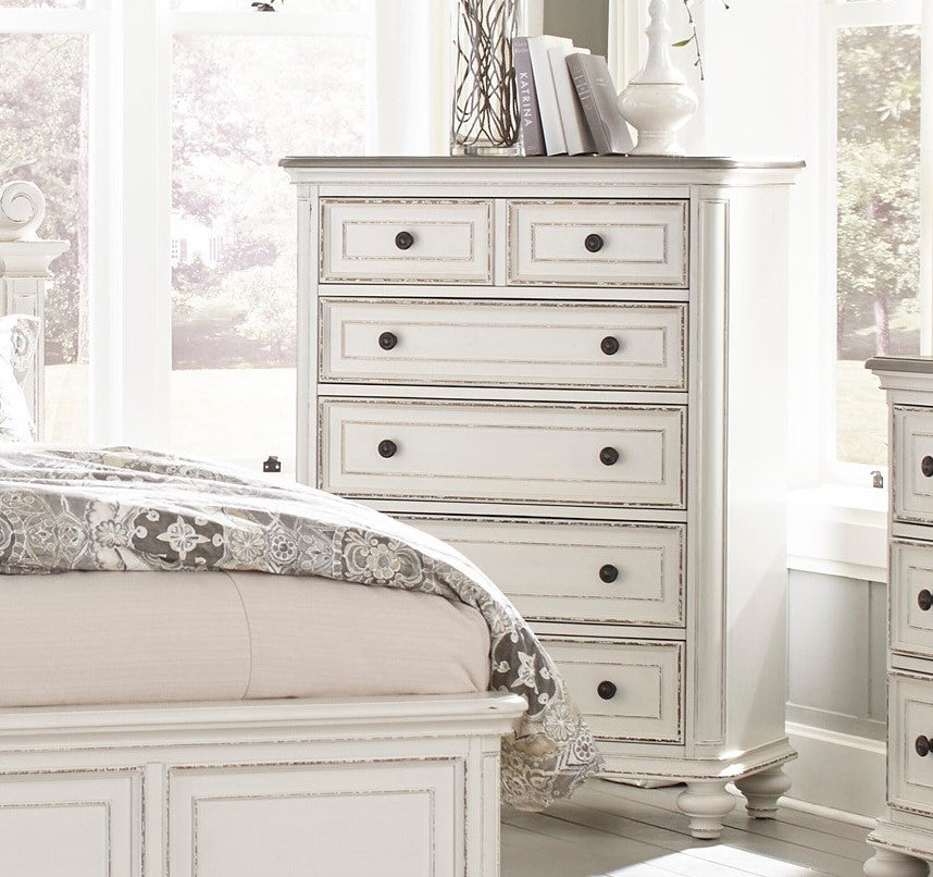 Traditional Design 1pc Chest of Drawers Storage Dark antique white-bedroom-wood