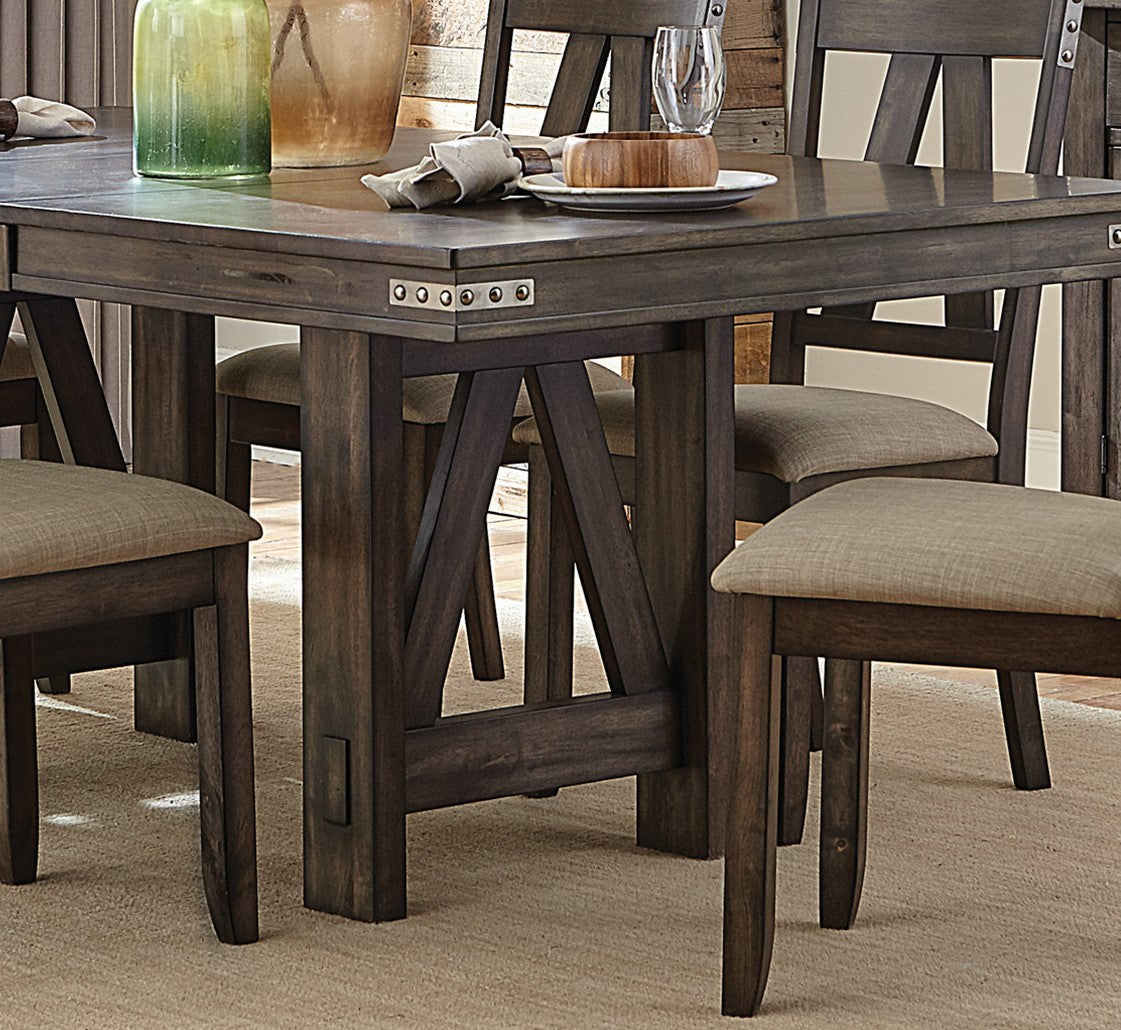 Brown Finish Rustic Look 1pc Dining Table with brown-dining room-industrial-rustic-wood