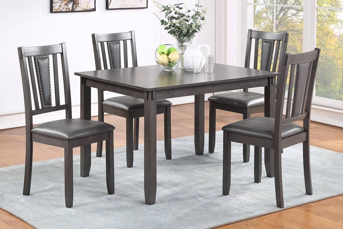 Grey Finish Dinette 5pc Set Kitchen Breakfast Dining gray-wood-dining room-solid