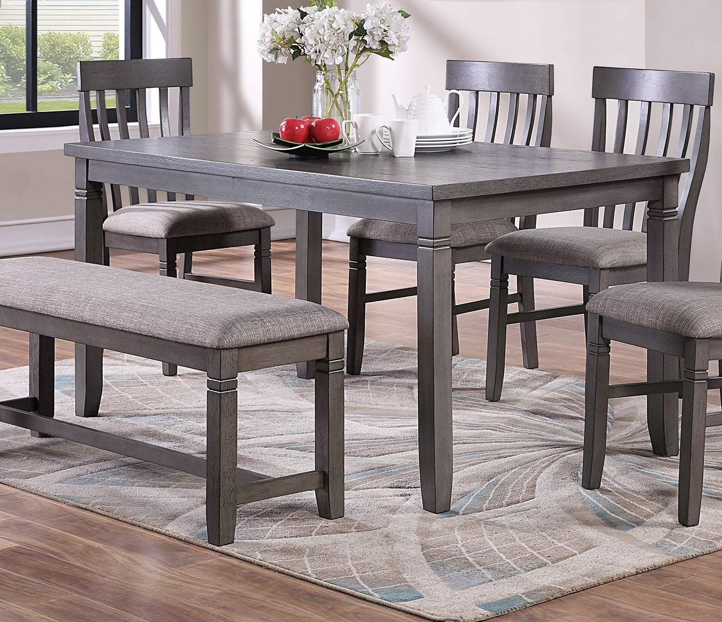 Dining Room Furniture Simple 6pc Set Dining Table 4x wood-dining room-solid