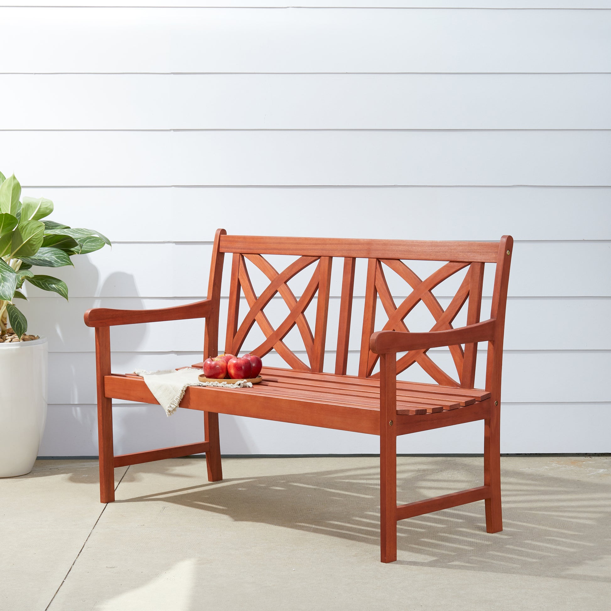 Malibu Outdoor Patio 4 foot Wood Garden Bench teak-solid wood