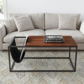 Riley Indoor Walnut Sofa Table with Metal Frame