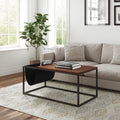 Riley Indoor Walnut Sofa Table with Metal Frame