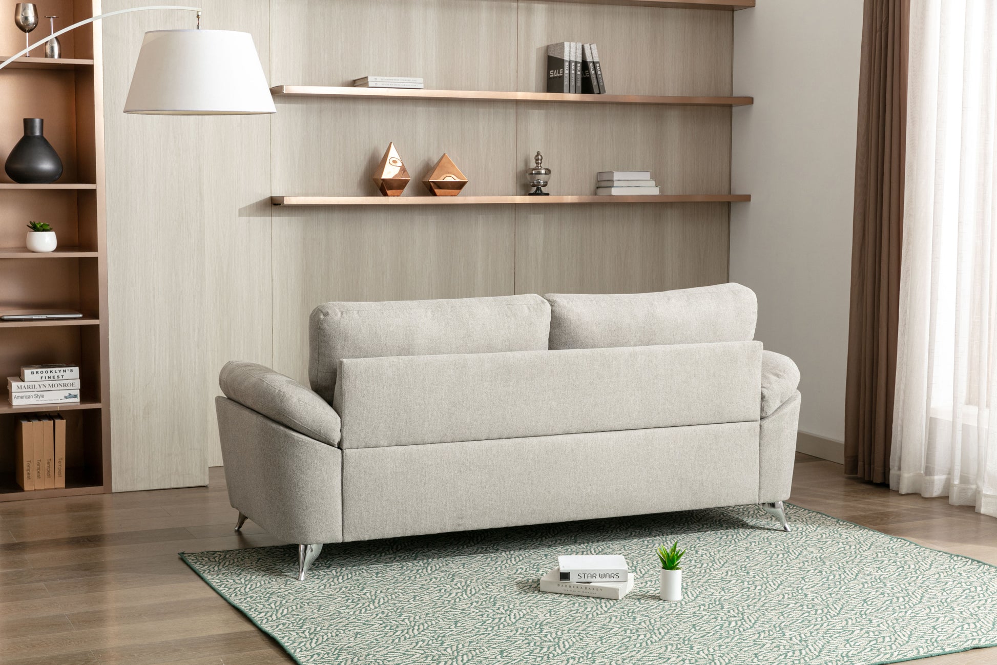 Contemporary Living Room 1pc Gray Color Sofa with gray-primary living space-fabric