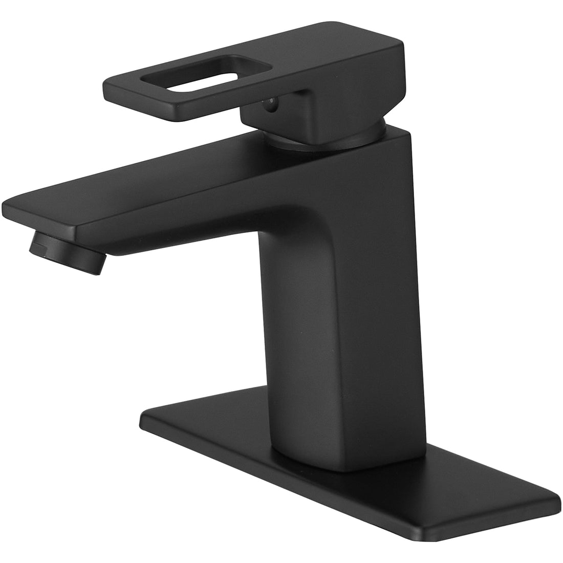 Single Handle Single Hole Low Arc Bathroom Faucet with matte black-brass