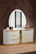 Laura Oval Shaped Mirror made with Wood in White