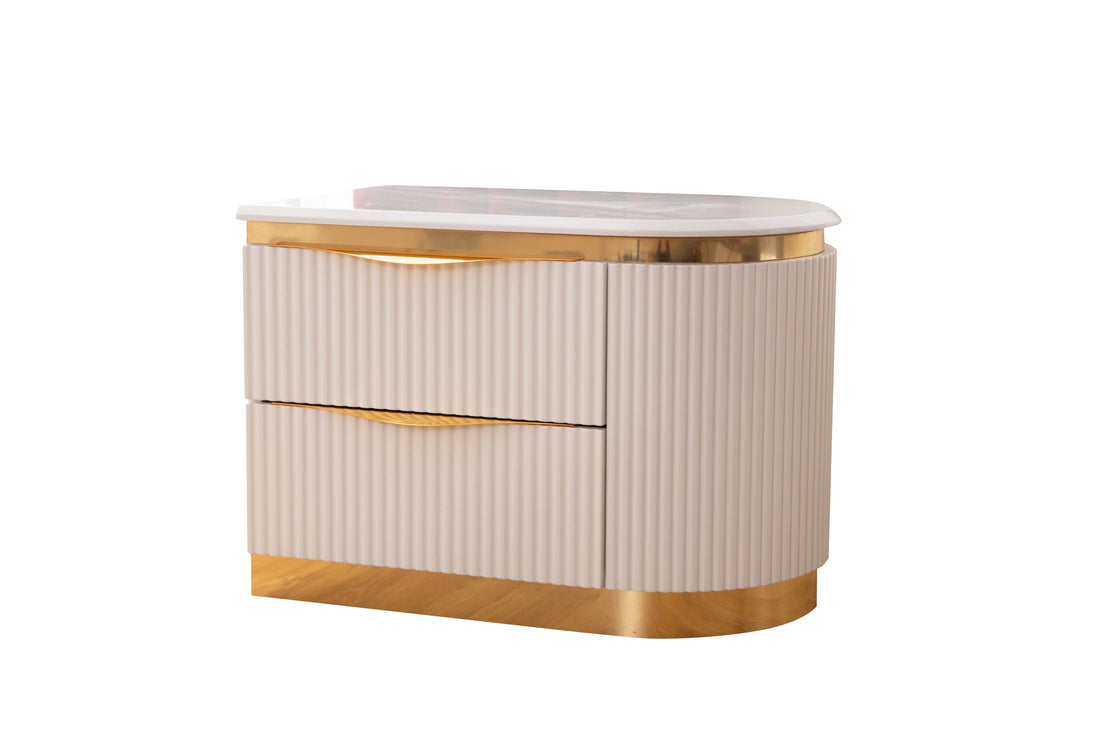 Laura Gold Detailed Right 2 Drawer Nightstand