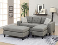 Reversible 3pc Sectional Sofa Set Light Grey Tufted light grey-wood-primary living space-cushion