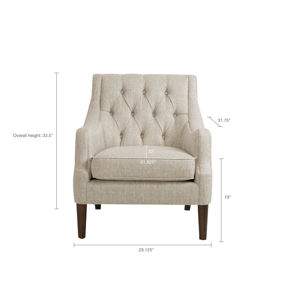 Button Tufted Accent Chair beige-polyester