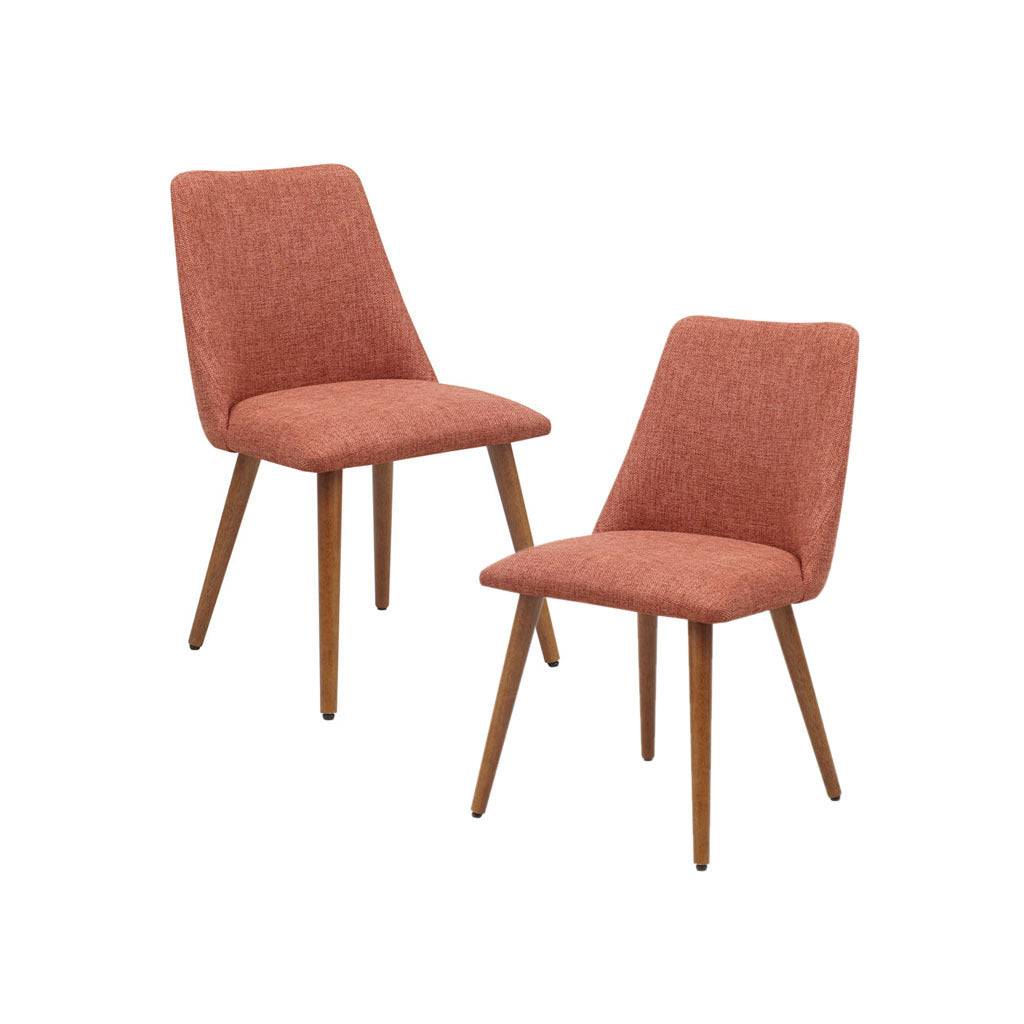 Dining Chair Set of 2 orange-polyester