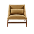 Accent Chair mustard yellow+pecan-polyester