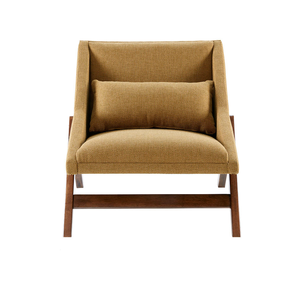 Accent Chair mustard yellow+pecan-polyester