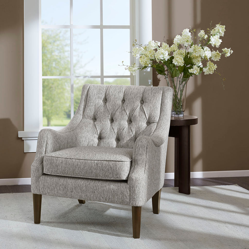 Button Tufted Accent Chair grey-polyester