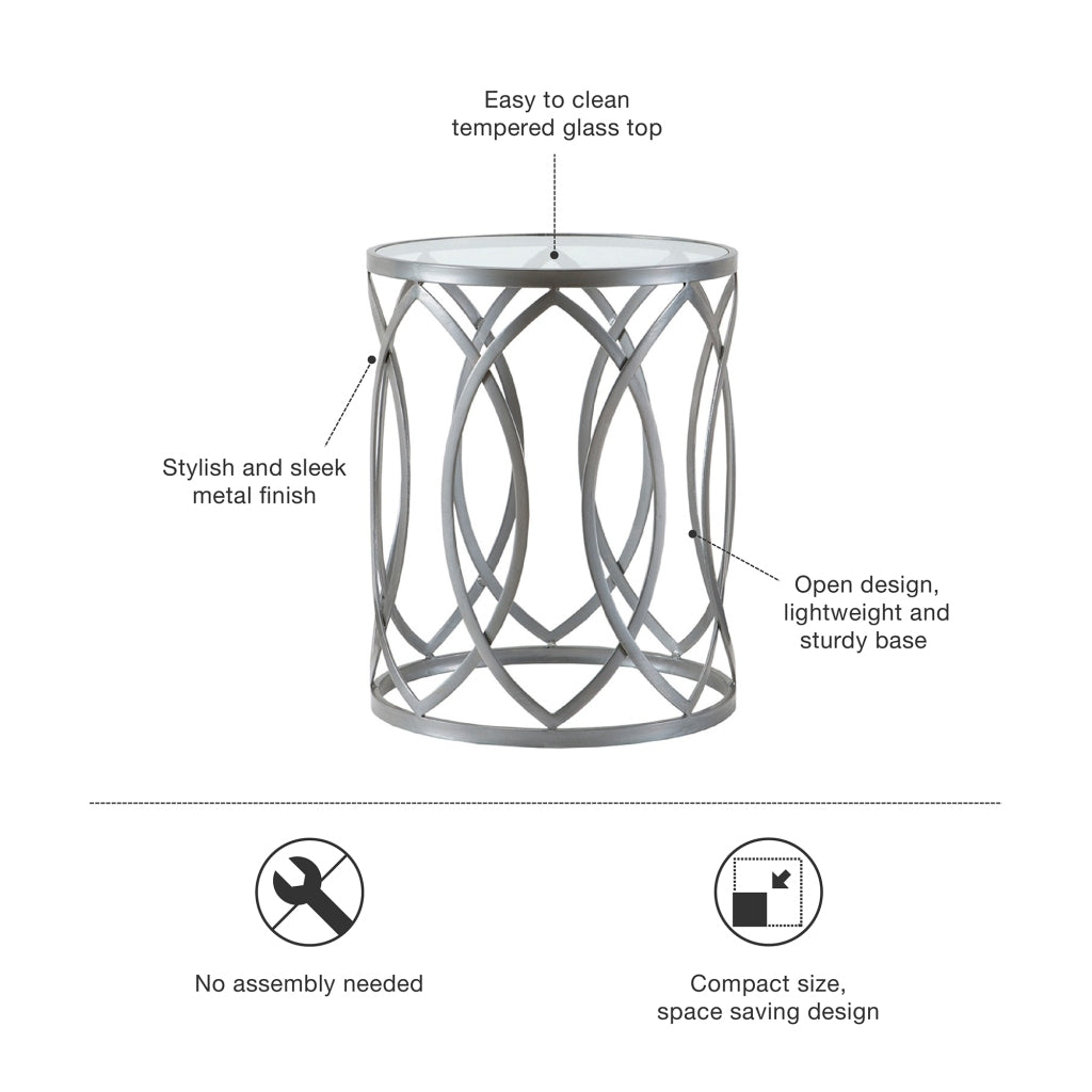 Arlo Metal Eyelet Accent Table grey-metal