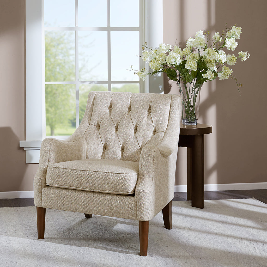 Button Tufted Accent Chair beige-polyester