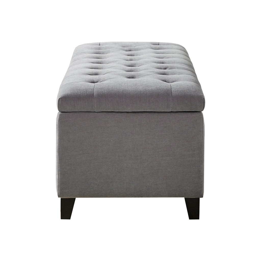 Tufted Top Soft Close Storage Bench grey-polyester