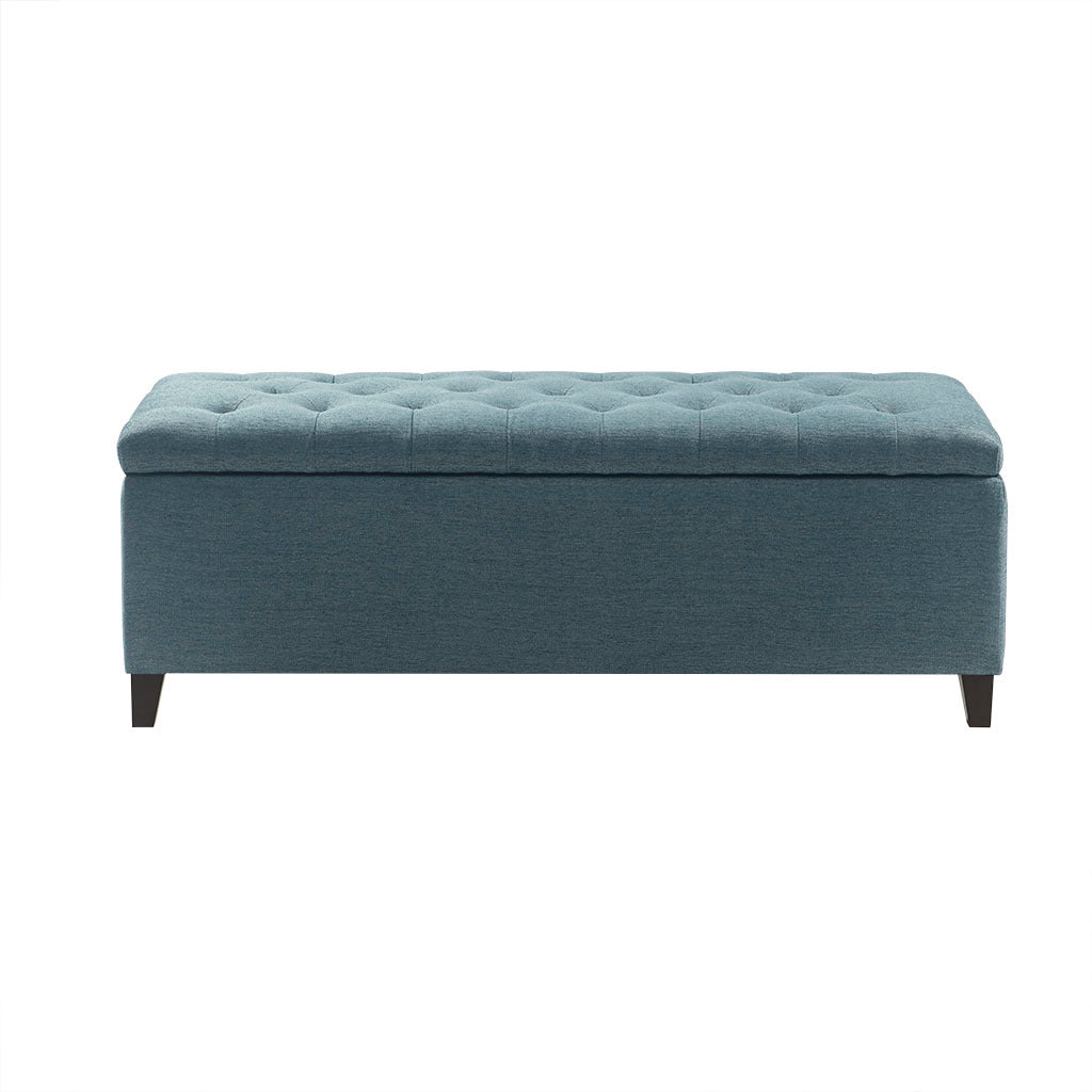 Tufted Top Soft Close Storage Bench blue-polyester