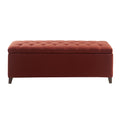 Tufted Top Soft Close Storage Bench rust red-polyester