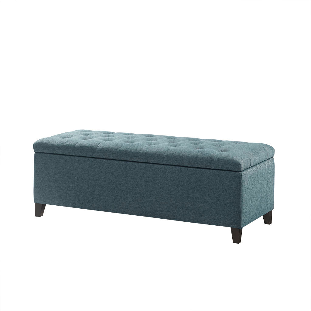 Tufted Top Soft Close Storage Bench blue-polyester