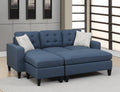 Reversible 3pc Sectional Sofa Set Navy Tufted navy-wood-primary living space-cushion