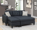 Reversible 3pc Sectional Sofa Set Black Tufted black-wood-primary living space-cushion