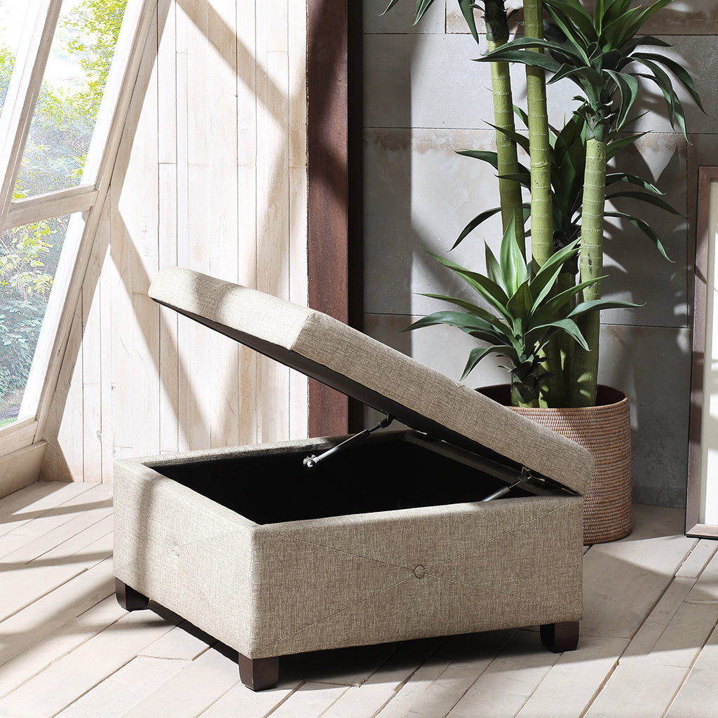 Soft Close Storage Ottoman sand-polyester