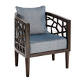 Crackle Accent Chair, wood frame with cushion blue-solid wood