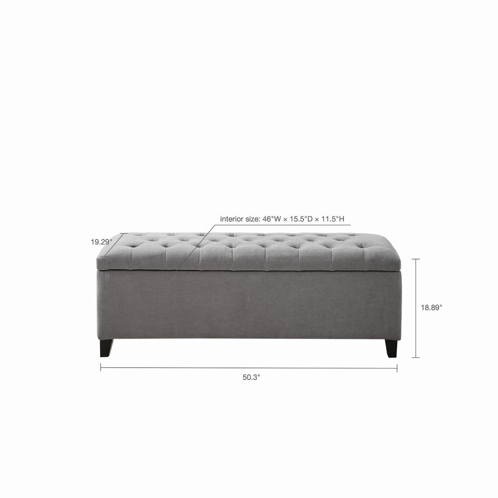 Tufted Top Soft Close Storage Bench grey-polyester