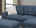 Reversible 3pc Sectional Sofa Set Navy Tufted navy-wood-primary living space-cushion