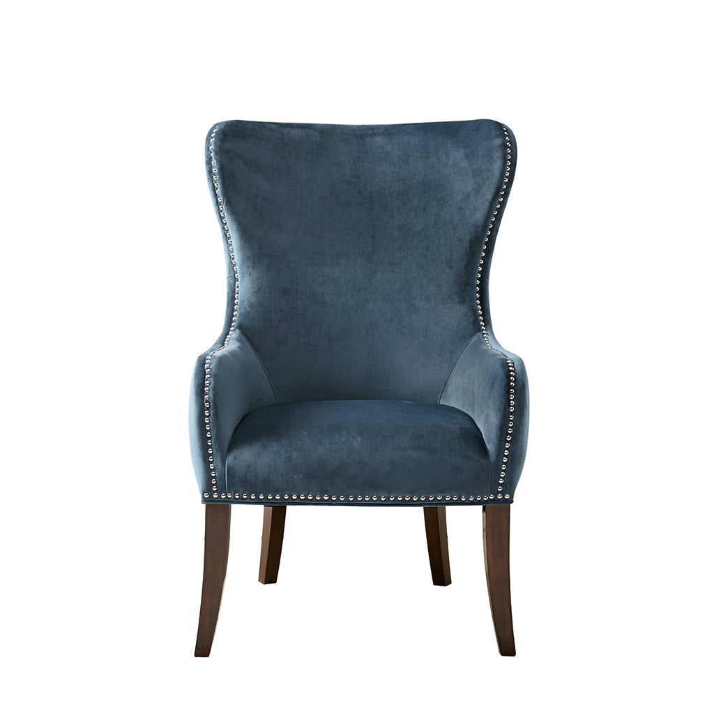 Button Tufted Back Accent Chair blue-polyester