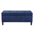 Tufted Top Soft Close Storage Bench blue-polyester