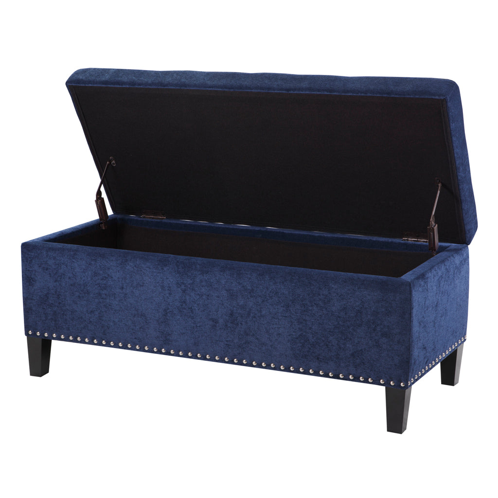 Tufted Top Soft Close Storage Bench blue-polyester