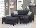 Reversible 3pc Sectional Sofa Set Black Tufted black-wood-primary living space-cushion