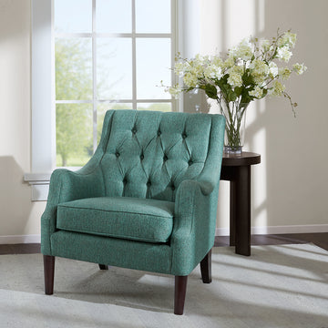 Button Tufted Accent Chair teal-polyester