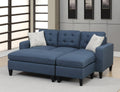 Reversible 3pc Sectional Sofa Set Navy Tufted navy-wood-primary living space-cushion