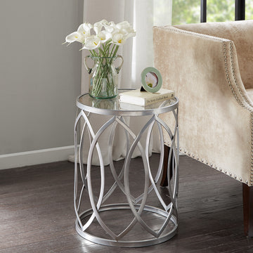 Arlo Metal Eyelet Accent Table grey-metal