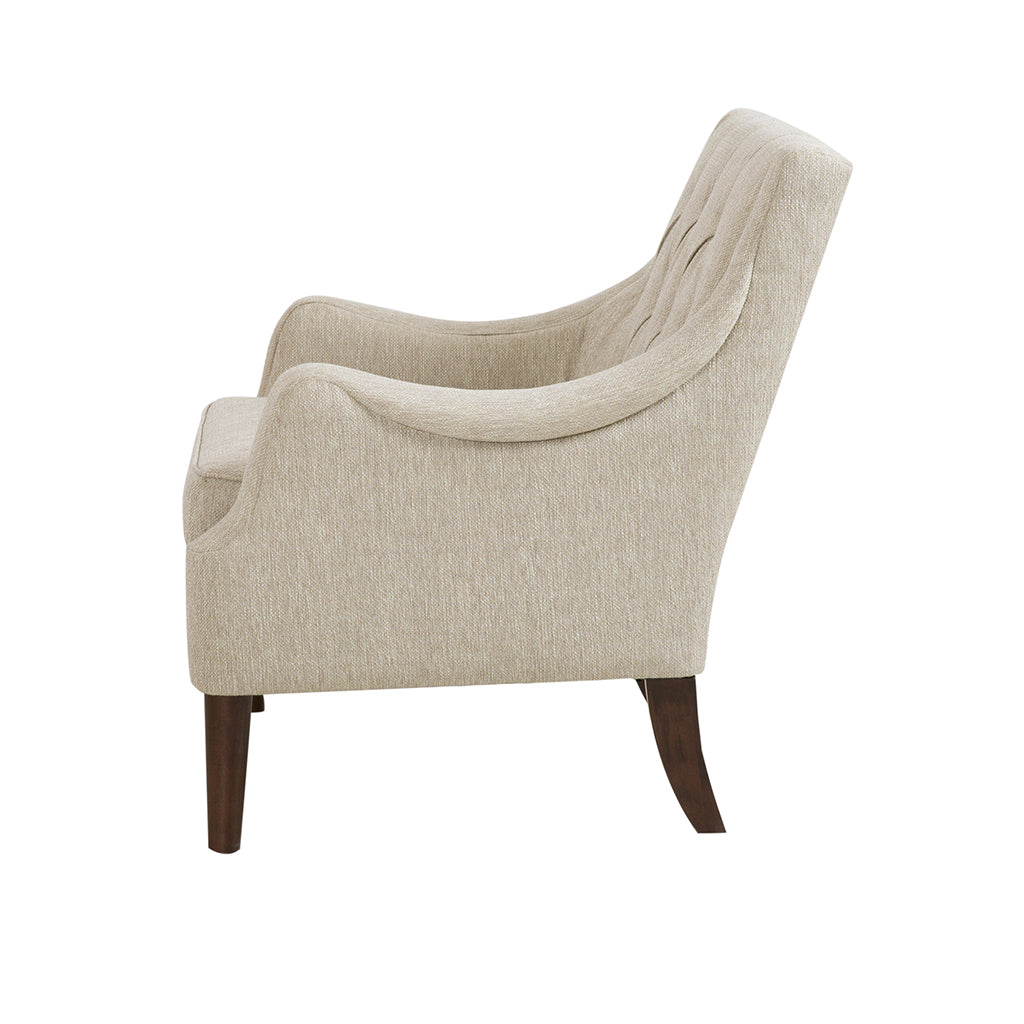 Button Tufted Accent Chair beige-polyester