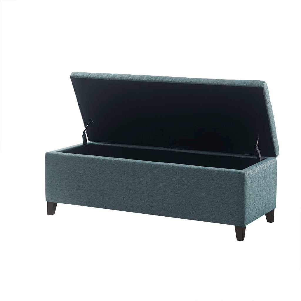 Tufted Top Soft Close Storage Bench blue-polyester