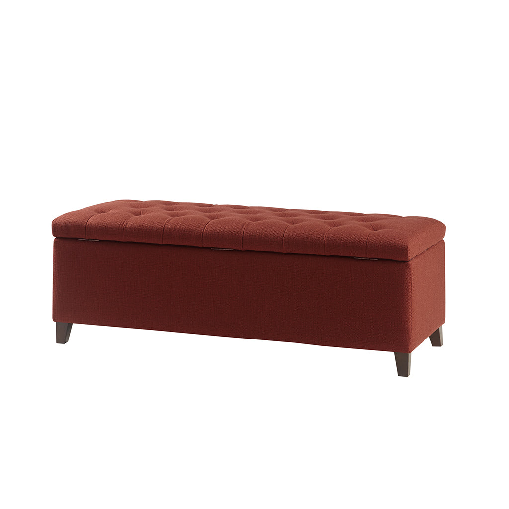 Tufted Top Soft Close Storage Bench rust red-polyester