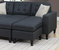 Reversible 3pc Sectional Sofa Set Black Tufted black-wood-primary living space-cushion